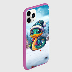 Чехол iPhone 11 Pro матовый Новогодняя милая змейка, цвет: 3D-фиолетовый — фото 2