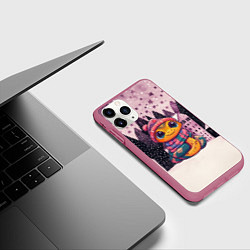 Чехол iPhone 11 Pro матовый Милая новогодняя змейка 2025, цвет: 3D-малиновый — фото 2