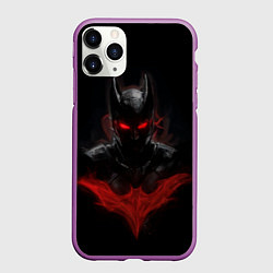 Чехол iPhone 11 Pro матовый Neon Batman in the dark, цвет: 3D-фиолетовый