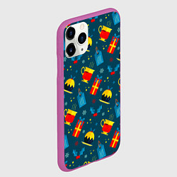 Чехол iPhone 11 Pro матовый Новогодний сладкий паттерн, цвет: 3D-фиолетовый — фото 2