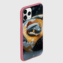 Чехол iPhone 11 Pro матовый Новогодняя большая змея, цвет: 3D-малиновый — фото 2