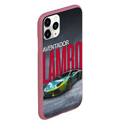 Чехол iPhone 11 Pro матовый Lamborghini Aventador, цвет: 3D-малиновый — фото 2