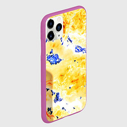Чехол iPhone 11 Pro матовый Сине-золотая абстракция, цвет: 3D-фиолетовый — фото 2