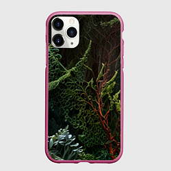 Чехол iPhone 11 Pro матовый Объемные растения в лесу, цвет: 3D-малиновый
