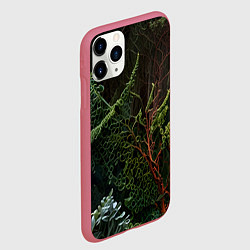 Чехол iPhone 11 Pro матовый Объемные растения в лесу, цвет: 3D-малиновый — фото 2