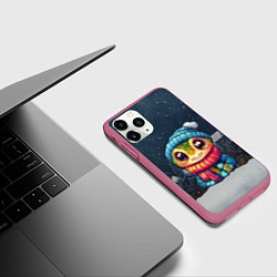 Чехол iPhone 11 Pro матовый Новогодняя змейка с большими глазами, цвет: 3D-малиновый — фото 2