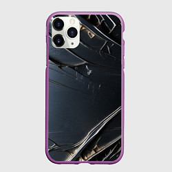 Чехол iPhone 11 Pro матовый Чёрный металл, цвет: 3D-фиолетовый