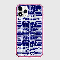 Чехол iPhone 11 Pro матовый Паттерн с трубопроводом и узлами, цвет: 3D-малиновый