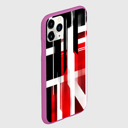 Чехол iPhone 11 Pro матовый Чёрно-красные вертикальные и горизонтальные полосы, цвет: 3D-фиолетовый — фото 2
