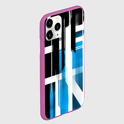 Чехол iPhone 11 Pro матовый Чёрно-синие вертикальные и горизонтальные полосы н, цвет: 3D-фиолетовый — фото 2
