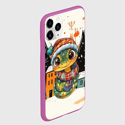Чехол iPhone 11 Pro матовый Новогодняя змейка в шарфике, цвет: 3D-фиолетовый — фото 2
