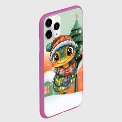 Чехол iPhone 11 Pro матовый Новогодняя змейка в шарфике, цвет: 3D-фиолетовый — фото 2