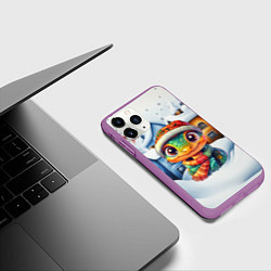 Чехол iPhone 11 Pro матовый Новый год 2025 - милая змейка, цвет: 3D-фиолетовый — фото 2