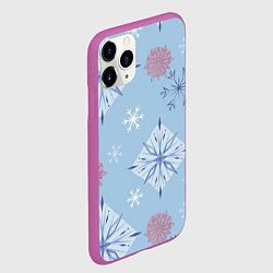 Чехол iPhone 11 Pro матовый Снежинки Эльзы, цвет: 3D-фиолетовый — фото 2