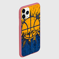 Чехол iPhone 11 Pro матовый Голден Стэйт Уорриорз баскетбольный мяч, цвет: 3D-малиновый — фото 2