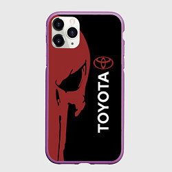 Чехол iPhone 11 Pro матовый Toyota и череп, цвет: 3D-фиолетовый