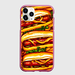 Чехол iPhone 11 Pro матовый Хот-доги, цвет: 3D-малиновый