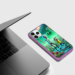Чехол iPhone 11 Pro матовый Рик и Морти изучают планету мухоморов - нейроарт ф, цвет: 3D-фиолетовый — фото 2