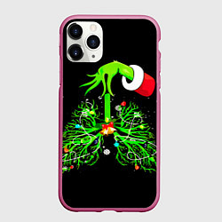 Чехол iPhone 11 Pro матовый Гринч похищает сердца, цвет: 3D-малиновый
