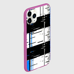 Чехол iPhone 11 Pro матовый Синие и чёрные полосы на белом фоне, цвет: 3D-фиолетовый — фото 2