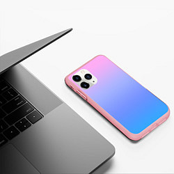 Чехол iPhone 11 Pro матовый Градиент мягкий розовый в голубой перелив, цвет: 3D-баблгам — фото 2