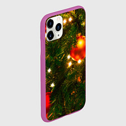 Чехол iPhone 11 Pro матовый Новогодние украшения на ёлке, цвет: 3D-фиолетовый — фото 2