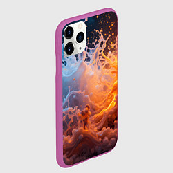 Чехол iPhone 11 Pro матовый Брызги воды и огня, цвет: 3D-фиолетовый — фото 2