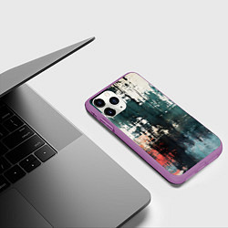 Чехол iPhone 11 Pro матовый Чёрно-красная ржавчина на белом фоне, цвет: 3D-фиолетовый — фото 2