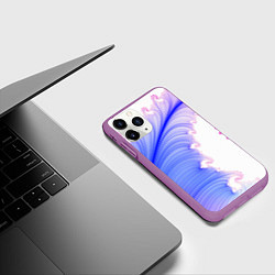 Чехол iPhone 11 Pro матовый Узоры неон фрактал, цвет: 3D-фиолетовый — фото 2