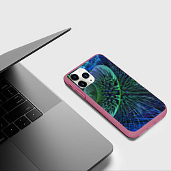 Чехол iPhone 11 Pro матовый Фрактальный узор шипы, цвет: 3D-малиновый — фото 2