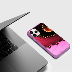 Чехол iPhone 11 Pro матовый Фрактал узор розовый, цвет: 3D-фиолетовый — фото 2