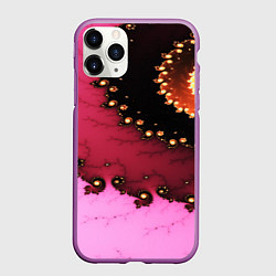 Чехол iPhone 11 Pro матовый Фрактал узор розовый, цвет: 3D-фиолетовый