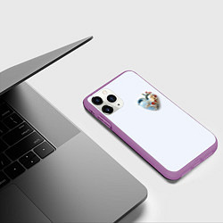 Чехол iPhone 11 Pro матовый Сердце и ветка цветущая сакура с цветами, цвет: 3D-фиолетовый — фото 2