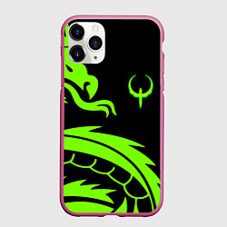 Чехол iPhone 11 Pro матовый Квейк кислотный дракон лого, цвет: 3D-малиновый