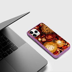 Чехол iPhone 11 Pro матовый Новогоднее ёлочное украшение, цвет: 3D-фиолетовый — фото 2