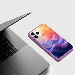 Чехол iPhone 11 Pro матовый Волны разноцветных красок, цвет: 3D-фиолетовый — фото 2