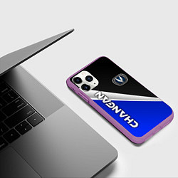 Чехол iPhone 11 Pro матовый Чанган - синий и черный, цвет: 3D-фиолетовый — фото 2