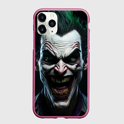 Чехол iPhone 11 Pro матовый Джокер - лицо, цвет: 3D-малиновый