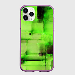 Чехол iPhone 11 Pro матовый Чёрные пятна на зелёном фоне абстракция, цвет: 3D-фиолетовый