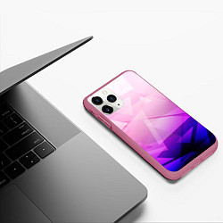 Чехол iPhone 11 Pro матовый Неоновая геометрия осколки, цвет: 3D-малиновый — фото 2