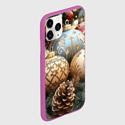 Чехол iPhone 11 Pro матовый Большие новогодние шары, цвет: 3D-фиолетовый — фото 2