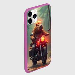 Чехол iPhone 11 Pro матовый Байкер капибара в джунглях, цвет: 3D-фиолетовый — фото 2