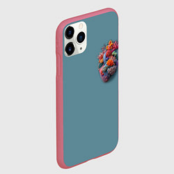Чехол iPhone 11 Pro матовый Яркое сердце из кораллов в морском стиле, цвет: 3D-малиновый — фото 2