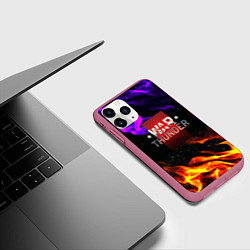 Чехол iPhone 11 Pro матовый Warthunder neon flame, цвет: 3D-малиновый — фото 2