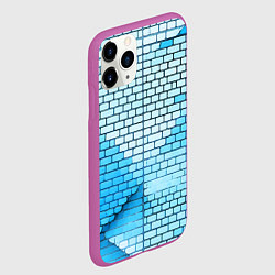 Чехол iPhone 11 Pro матовый Синие кирпичики, цвет: 3D-фиолетовый — фото 2