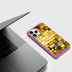 Чехол iPhone 11 Pro матовый Жёлтые кирпичики, цвет: 3D-фиолетовый — фото 2