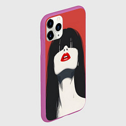 Чехол iPhone 11 Pro матовый Девушка на красном фоне, цвет: 3D-фиолетовый — фото 2