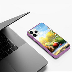 Чехол iPhone 11 Pro матовый Солнечный новый год, цвет: 3D-фиолетовый — фото 2