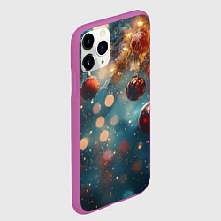 Чехол iPhone 11 Pro матовый Новый год боке стиль, цвет: 3D-фиолетовый — фото 2