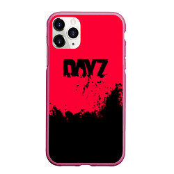 Чехол iPhone 11 Pro матовый Dayz черные краски, цвет: 3D-малиновый